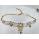 Micro gold plated necklace with earrings red colour NE-350-004