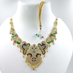 Micro gold plated AD necklace in  multi colour 