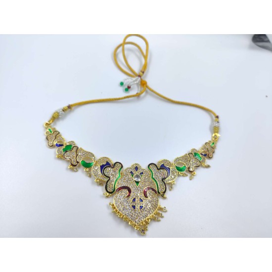 Micro gold plated AD necklace in  multi colour 