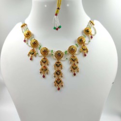 Micro gold plated 7 pandent chik set AD necklace 