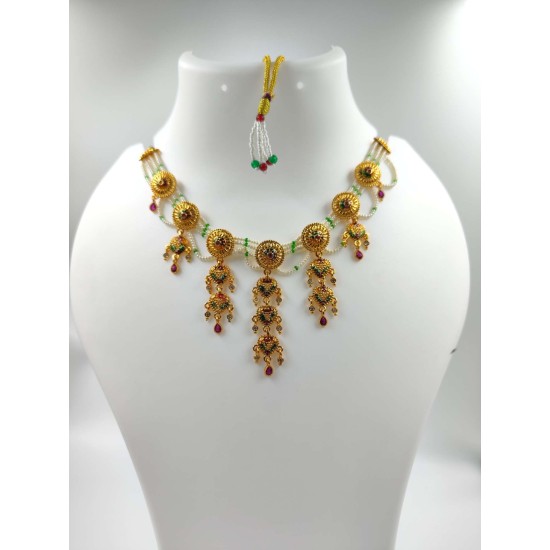 Micro gold plated 7 pandent chik set AD necklace 