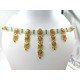 Micro gold plated 5 pandent 3 line chik set necklace with earrings green colour 