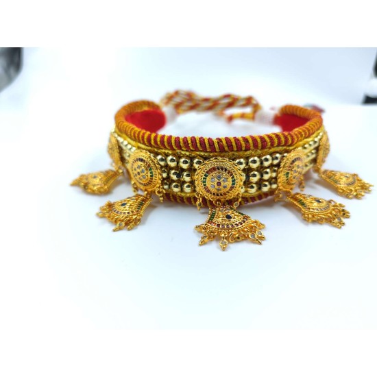 Micro gold chokers ad diamond TUSY necklace red colour 