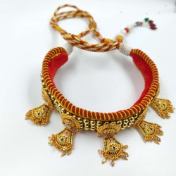 Micro gold chokers ad diamond TUSY necklace red colour 