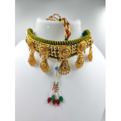 Micro gold chokers ad diamond TUSY necklace green colour 