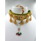Micro gold chokers ad diamond TUSY necklace green colour 