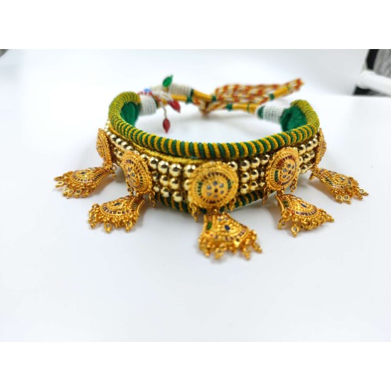 Micro gold chokers ad diamond TUSY necklace green colour 