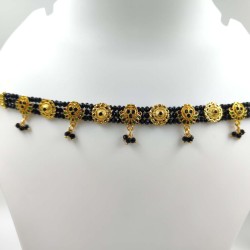 3 line crystal chokers 9 pandent in black colour 