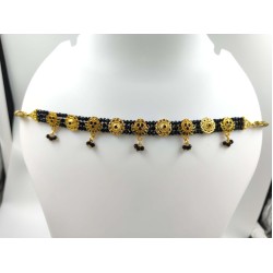 3 line crystal chokers 9 pandent in black colour 