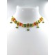 3 line crystal chokers 9 meena pandent  in multi  colour
