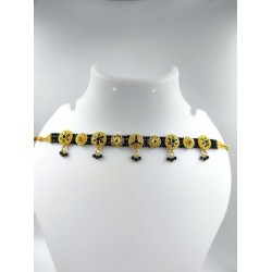 3 line crystal chokers 9 meena pandent in black colour