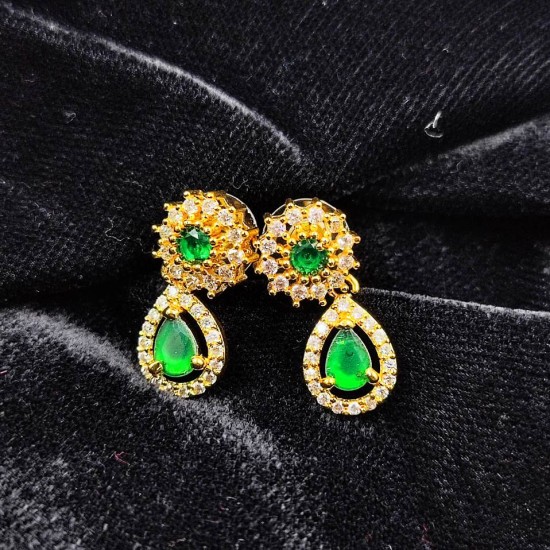 AD Necklace with earrings water waves design in green colour NE-001