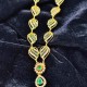 AD Necklace with earrings water waves design in green colour NE-001