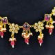 AD Necklace with earrings square flower design in Gulabi colour NE-004