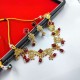 AD Necklace with earrings square flower design in Gulabi colour NE-004