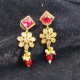 AD Necklace with earrings square flower design in Gulabi colour NE-004
