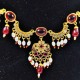 AD Necklace with earrings half moon and oval design in gulabi colour NE-005