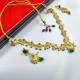 AD Necklace with earrings  peacock design in green colour NE-006