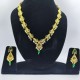 AD Necklace with earrings  peacock design in green colour NE-006