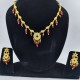 AD Necklace with earrings keri and flower design in Gulabi colour NE-007