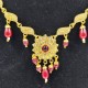 AD Necklace with earrings keri and flower design in Gulabi colour NE-007