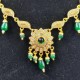 AD Necklace with earrings keri and flower design in Green colour NE-008