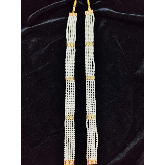 Traditional 5 Line Pearl and Gold Necklace Set with Matching Earrings MH002