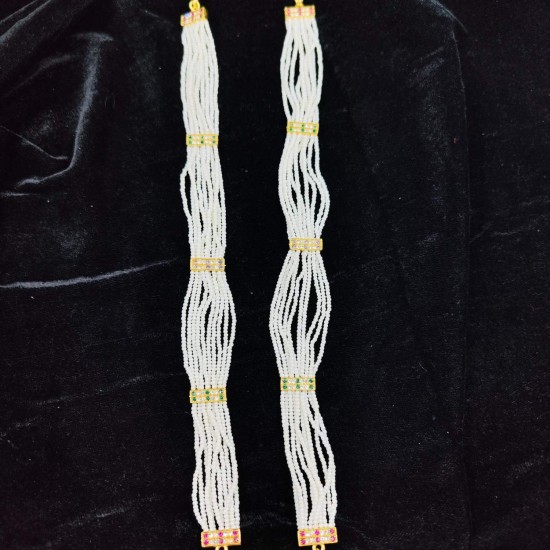 Traditional 10 Line Pearl and Gold Necklace Set with Matching Earrings MH003