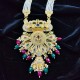 Rani Har In 5 Line With Matching Earrings In Big Pandent Flower Design In Multi Colour MH005