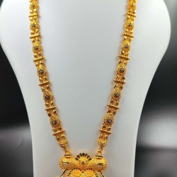 Traditional Gold Temple Necklace with Peacock Pendant Design MH007