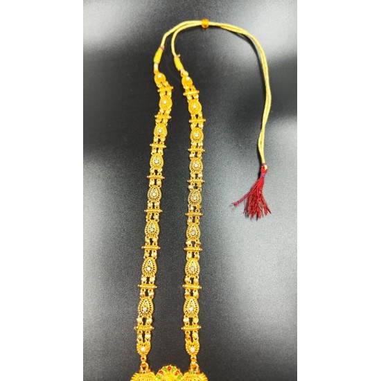 Traditional Gold Temple Necklace with Peacock Pendant Design MH007