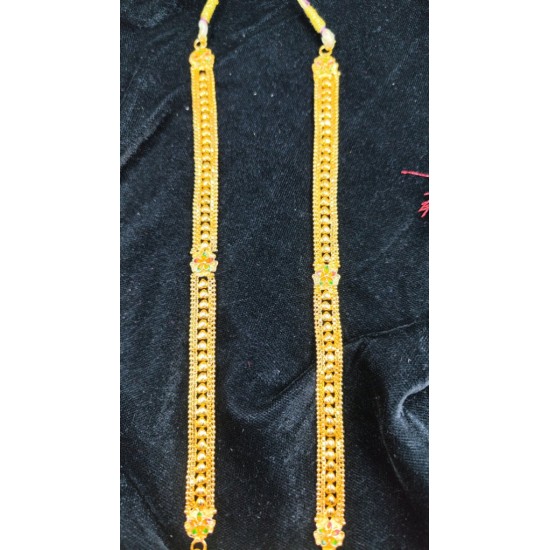 Traditional Gold Gerua Necklace with Intricate Kalash Pendant Design MH008