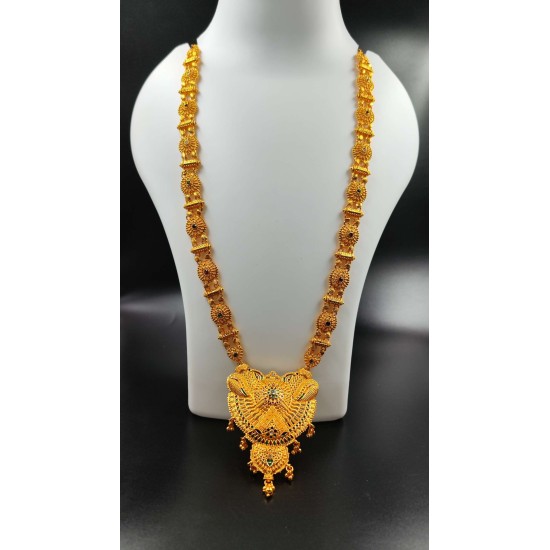 Traditional Gold Gerua Necklace with Intricate Pendant Design MH009