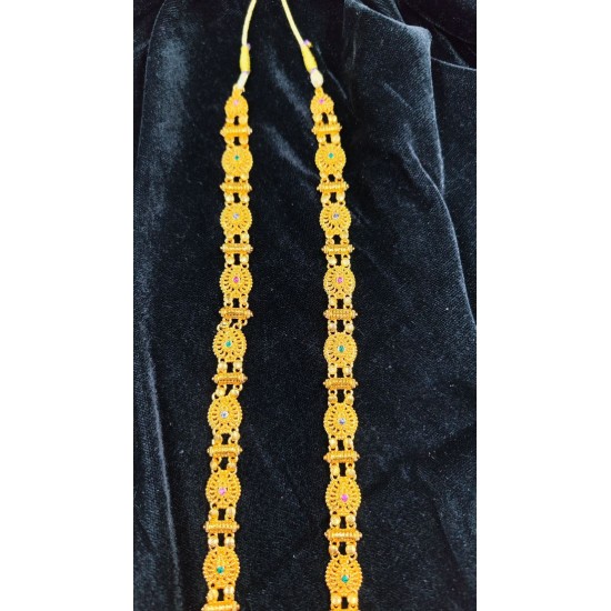 Traditional Gold Gerua Necklace with Intricate Pendant Design MH009