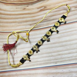 3 line crystal chokers 9 pandent in black colour 