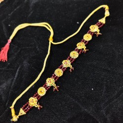 3 line crystal chokers 9 pandent in mehroon colour