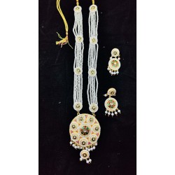 Maharani Haar with earrings 8 circles  design and flower motif (MH-170-001)