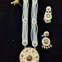 Maharani Haar with earrings 8 circles  design and flower motif (MH-170-001)
