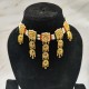 Micro gold plated necklace chik set 10 line moti and multi colour peacock motif NE-350-002