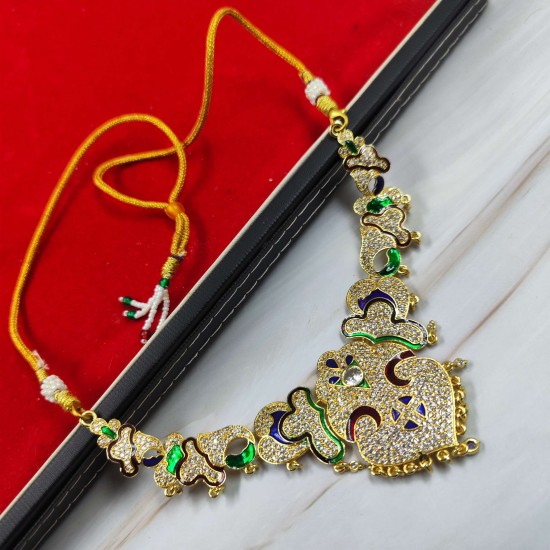 Micro gold plated AD necklace in  multi colour 