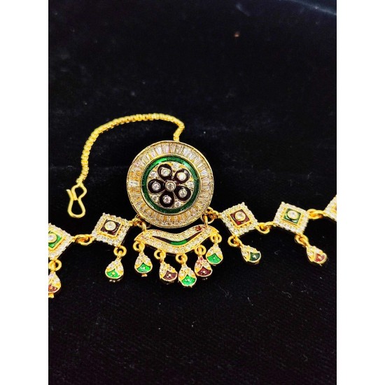 AD Rakhdi 5 leafs flower design in mehroon green multi colour RK-001