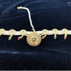 AD shishfool Mathapatti with rakhdi crystal design in multi colour SF-013