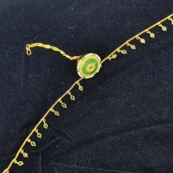 AD Rakhdi green circles design with plane chain jhela in green colour RK-003