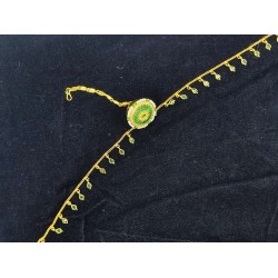 AD Rakhdi green circles design with plane chain jhela in green colour RK-003