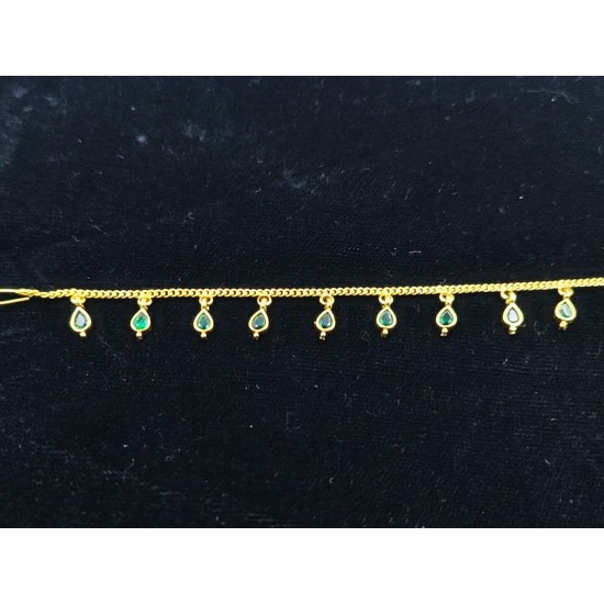 AD Rakhdi green circles design with plane chain jhela in green colour RK-003