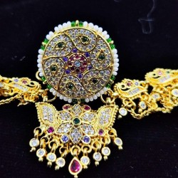 AD Rakhdi flower design with peacock jhela in  multi colour RK-004