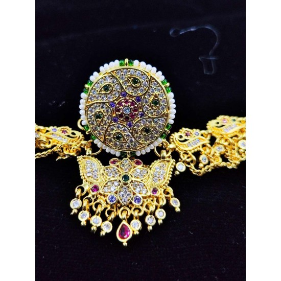 AD Rakhdi flower design with peacock jhela in  multi colour RK-004