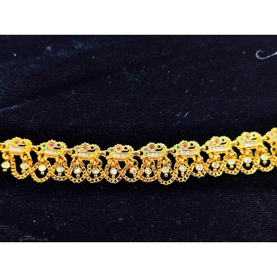 AD Rakhdi flower design with peacock jhela in  multi colour RK-004