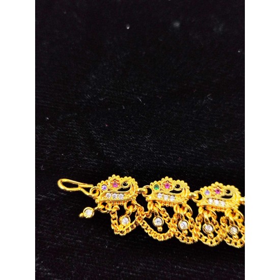 AD Rakhdi flower design with peacock jhela in  multi colour RK-004