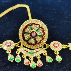 AD Rakhdi 6 leafs flower design with star and circle jhela in multi colour RK-009
